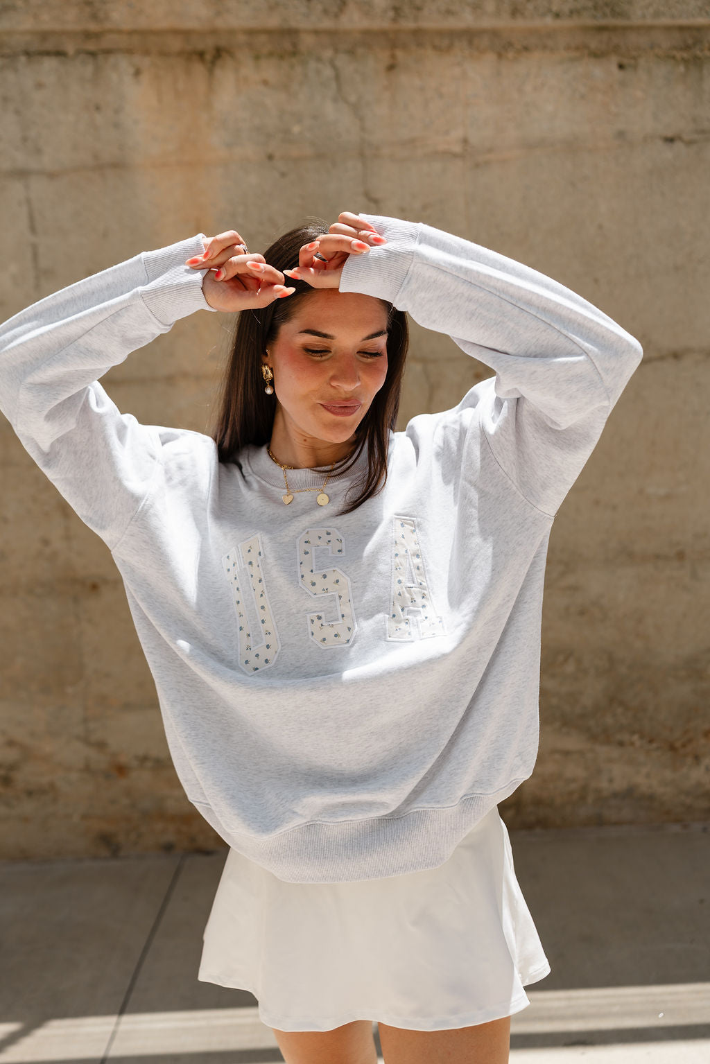 Mila USA Floral Heather Grey Sweatshirt - front
