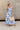 Nina White & Blue Floral Midi Dress - full front view