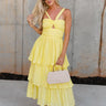 Waverly Yellow Tiered Midi Dress - full body front view