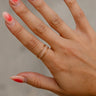 Leslie Gold Dipped Rhinestone Ring - close up view on models hand