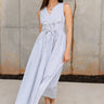 Aliana Blue & White Stripe Midi Dress- full body view