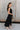 Keria Black Slit Midi Dress- full body side view