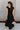 Keria Black Slit Midi Dress- full back view