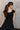 Keria Black Slit Midi Dress- close up back view