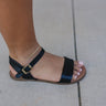 side view of the Laila Gold Chain Anklet which features adjustable gold chain link