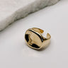 Close up view of the Cecilia Gold Hammered Ring which features hammered gold ring