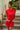 Kendall Red Cinched Waistband Mini Dress- close up front view