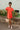 Shawna Coral Puff Sleeve Mini Dress - full body front view