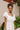 Bethany White & Navy Puff Sleeve Midi Dress - upper body front view