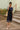 Clarissa Navy & White Eyelet Midi Dress - full body front 