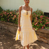 Layla Yellow Flare Midi Sleeveless Dress- full body view