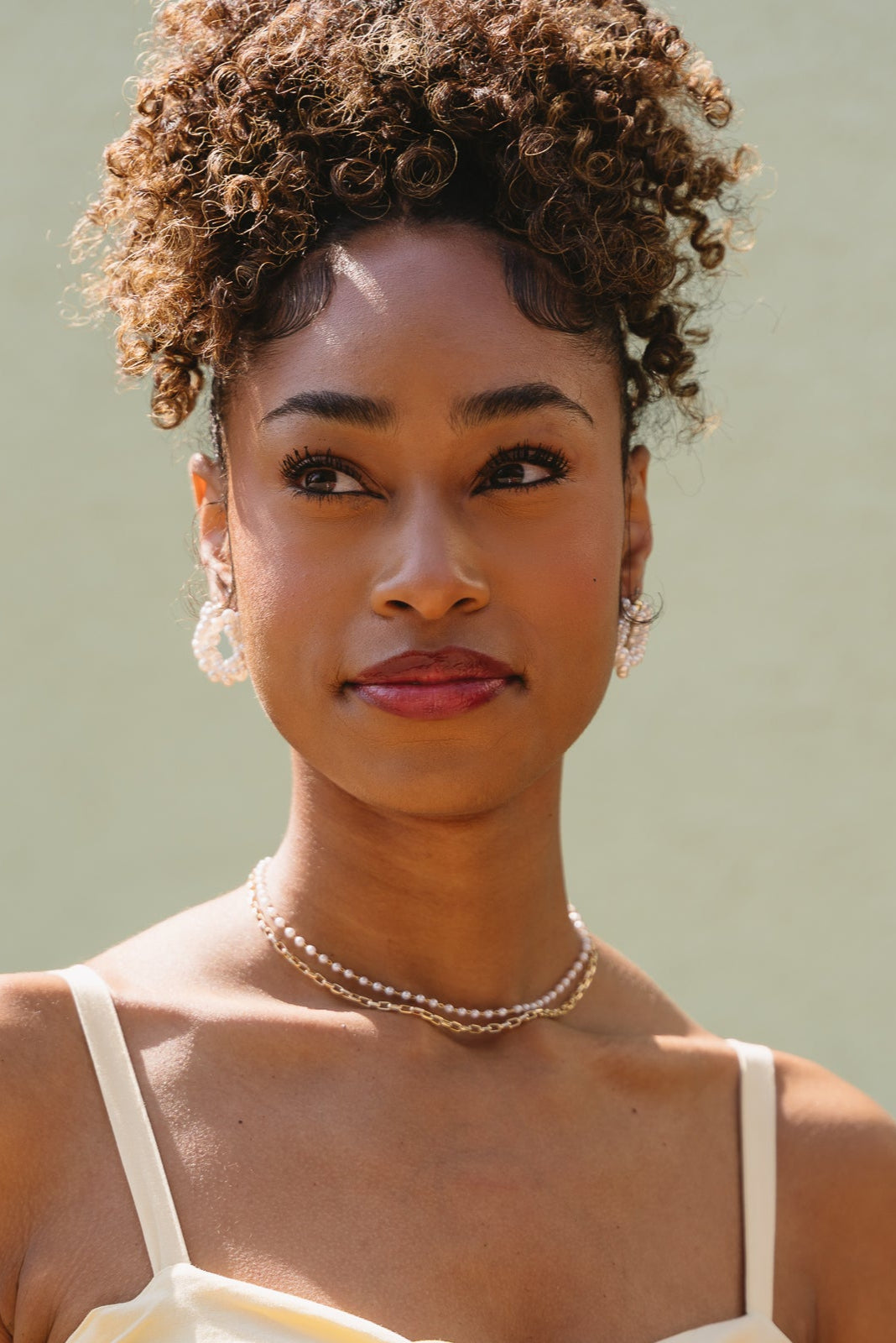 Valerie Layered Gold & Pearl Necklace - front view