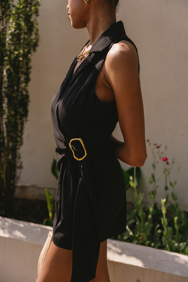 Black O-Ring Halter Romper main image 1