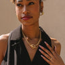 Angela Gold Roped Open Circle Necklace- front view on model