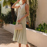 Lucy Mint Green Halter Neckline Midi Dress- full body side view