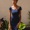 Julia Navy Off-The-Shoulder Mini Dress- front view