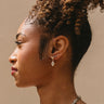 Erica Rhinestone Heart Dangle Earrings - side view on model