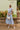 Ariana Blue & White Floral Tie Waist Midi Dress- full view