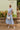 Ariana Blue & White Floral Tie Waist Midi Dress- full view