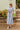 Ariana Blue & White Floral Tie Waist Midi Dress- full body view