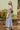 Ariana Blue & White Floral Tie Waist Midi Dress- full body side view