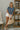 Capri Denim Blue Short Sleeve Sweater- full body front view