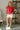 Mina Red Short Sleeve Top- full body view