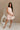 Liana Blush Pink & Cream Floral Linen Mini Dress- full front body view