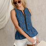 Charlotte Blue Scallop Print Tank Top - front view