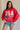 front view of female model wearing the USA 1996 Red Long Sleeve Sweatshirt which features Lightweight Red Fabric, Round Neckline, Long Sleeves, Ribbed Hem and USA 1996 graphic with white, red and blue stitch design