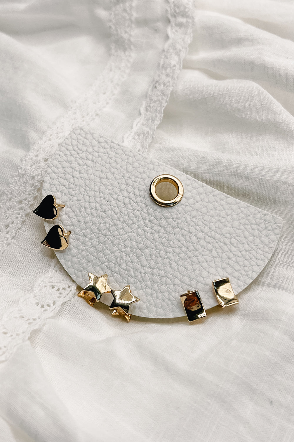 Alternate view of The Clarissa Gold Earring Set is pictured. The set includes three pairs of earrings.