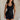 front view of female model wearing the Esme Black Sleeveless Tank which features Black Lightweight Fabric, Cropped Waist, Built In Bra, Square Neckline and Sleeveless