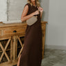 Bianca Brown Knit Sleeveless Midi Dress - full body front view