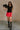 Everleigh Red Denim Cargo Skort - full body front view