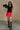 Everleigh Red Denim Cargo Skort - full body front view