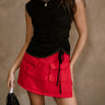 Everleigh Red Denim Cargo Skort - front view