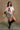 Rowan White & Dark Red A Top- full body front view