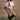 Rowan White & Dark Red A Top- full body front view