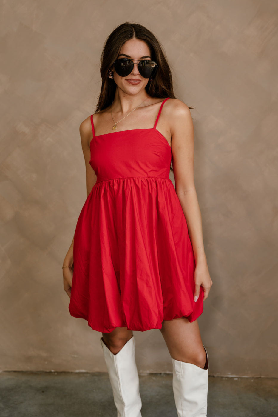 Emily Red Bubble Hem Sleeveless Mini Dress - front 