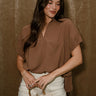 Misha Brown Short Sleeve Top - front (tucked)