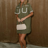 Este Olive Short Sleeve Mini Dress - full body front view