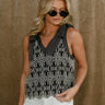 Cecilia Black & White Embroidered Tank Top - front view