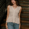 Erika Taupe Knit Peplum Tank Top - front view