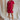 Full body view of model wearing Hailey Crimson Red Mini Dress. This is a washed crimson red dress with fray hem, collared neckline, short sleeves.