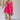 Full body view of model wearing Carly Hot Pink Mini Dress. This is a hot pink mini dress, corset looking top and sleeveless. 