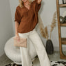 Aubrey Brown Braid Short Sleeve Top- full body view