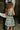 Savannah Green & White Floral Flare Mini Dress- back side view