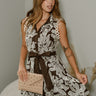 Savannah Brown & White Floral Flare Mini Dress- front view