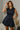 Freya Navy Pleated Flare Mini Dress- close up top view