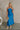 Andrea Blue Satin Floral Midi Dress- front full body view